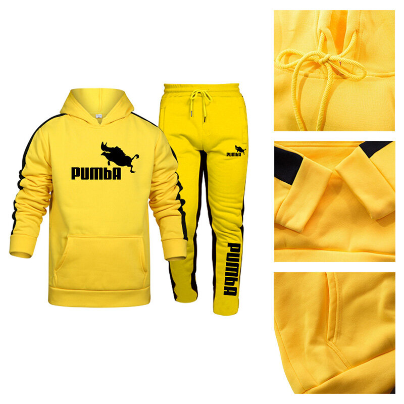 Mens Tracksuit Hooded Sweatshirts and Jogger Pants High Quality Gym Outfits Autumn Winter Casual Sports Hoodie Set 2023 Hot Sale