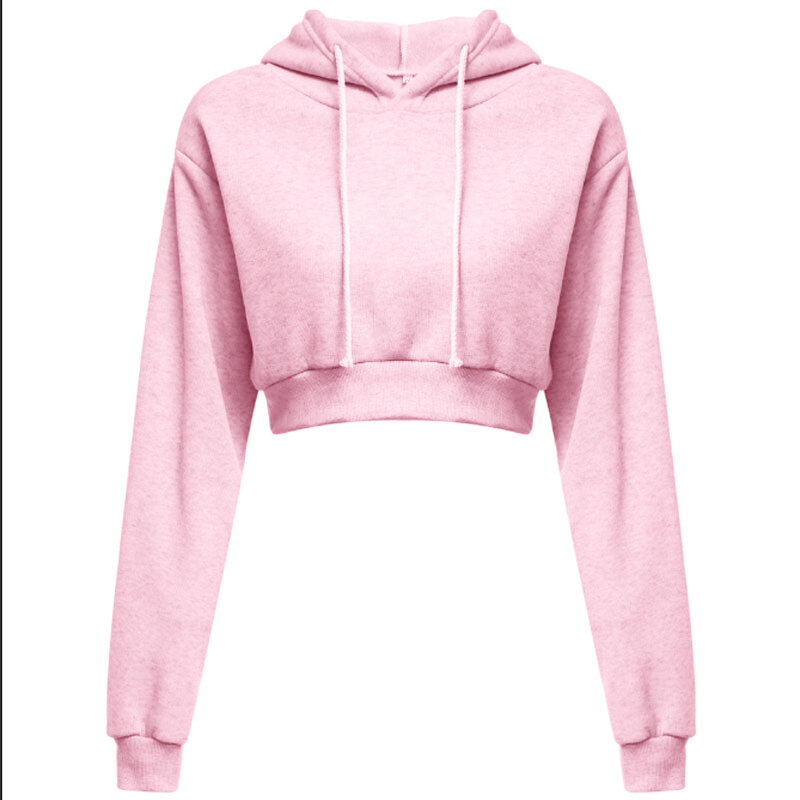 Women's fashionable new Hoodie navel exposed casual sweater Long sleeve Hoodie sports sweater short top