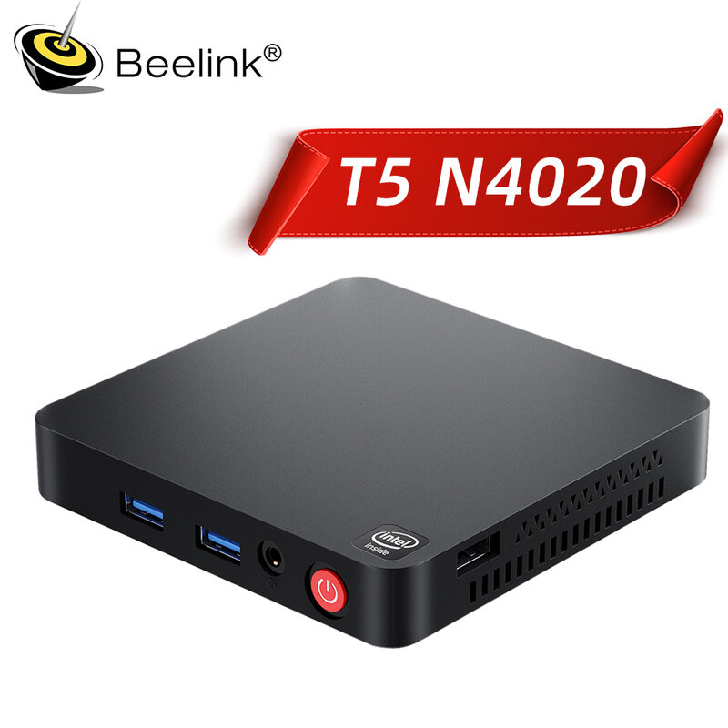 2024 Beelink T5 Intel Celeron N4020 Mini PC 4GB DDR4 64GB eMMC Supports Dual HDMI Dual WiFi BT4.0 PK T4 Pro N3350 AK3V T8 Pro