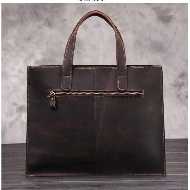 Vintage Men's Office Laptop Briefcases Men Genuine Leather Handbag Real Cowhide Messenger Bag Male Travel Shoulder
