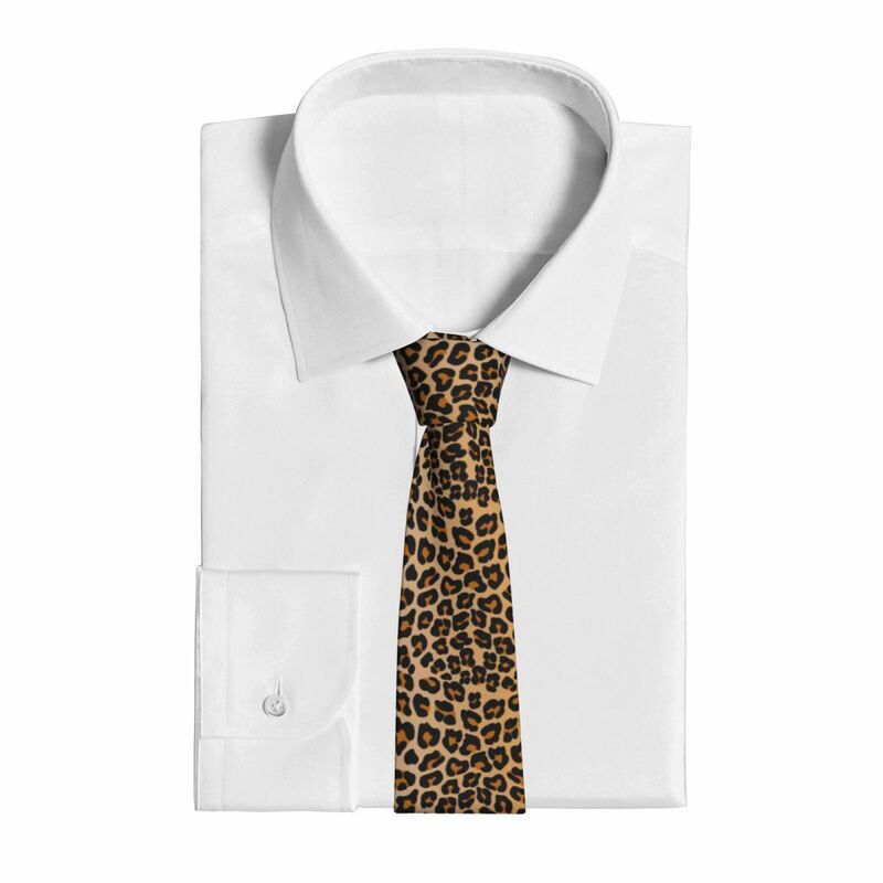 Gravata de poliéster estilo leopardo para homens e mulheres, gravata clássica de pescoço animal, acessórios masculinos e femininos, 8 cm