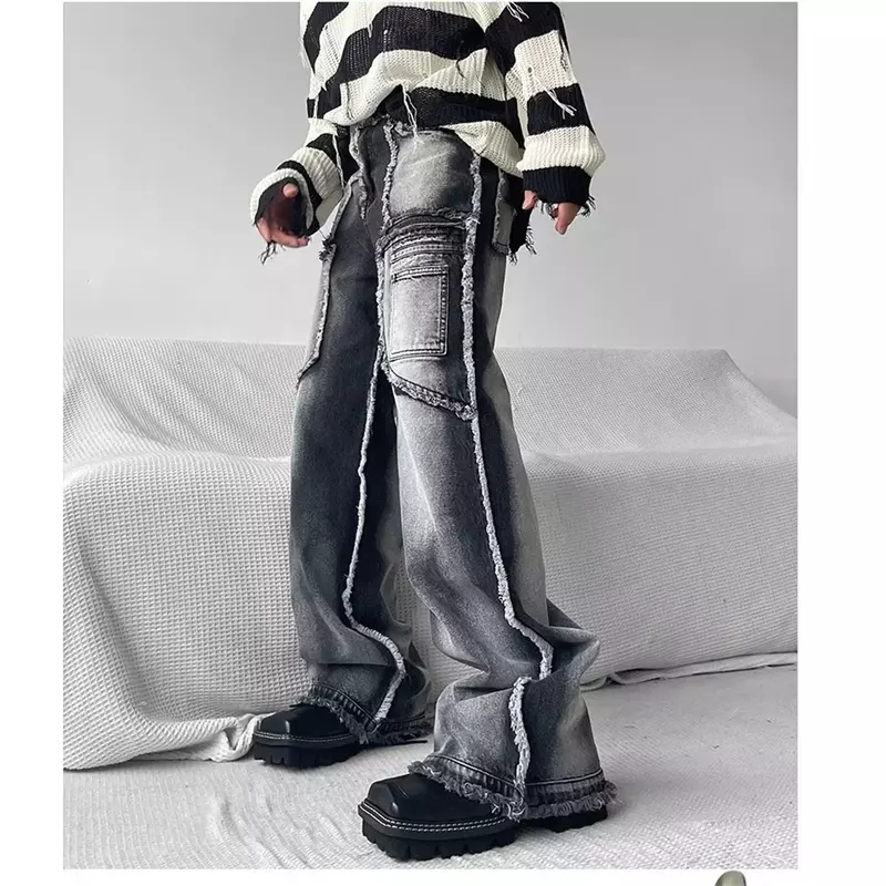 Men's Gothic Baggy Jeans 2024 Punk Y2K Streetwear Vintage 90s Women Wide Leg Denim Men Harajuku Wash Grunge Trousers Male jeans
