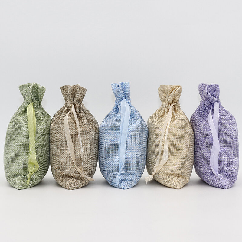Bolsas de arpillera Natural hechas a mano, de algodón y lino con cordón, para regalo de boda y Navidad, embalaje de joyería, 2 piezas