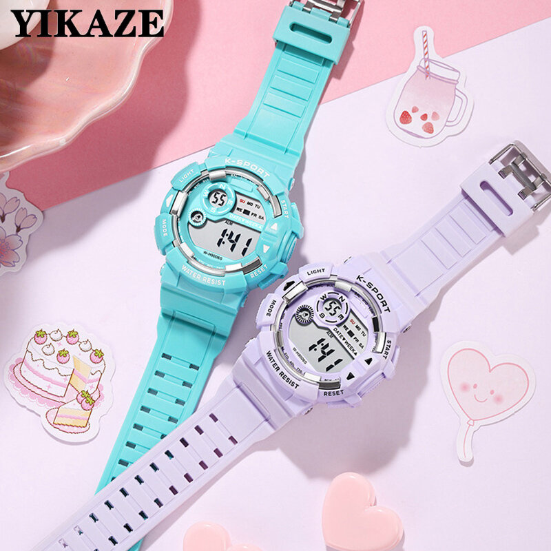 Moda zegarki dla dzieci YIKAZE świecący wodoodporny budzik zegarki dla chłopców i dziewcząt Student inteligentny elektroniczny zegarek prezent
