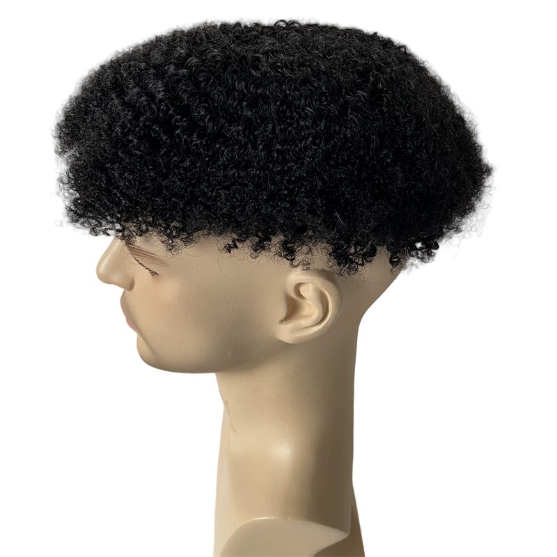 استبدال الشعر البشري الهندي البكر ، لون أسود نفاث ، شعر مستعار موجي ، وحدة دانتيل أحادي ، 6-1 ، 8 × 10 ، رجال