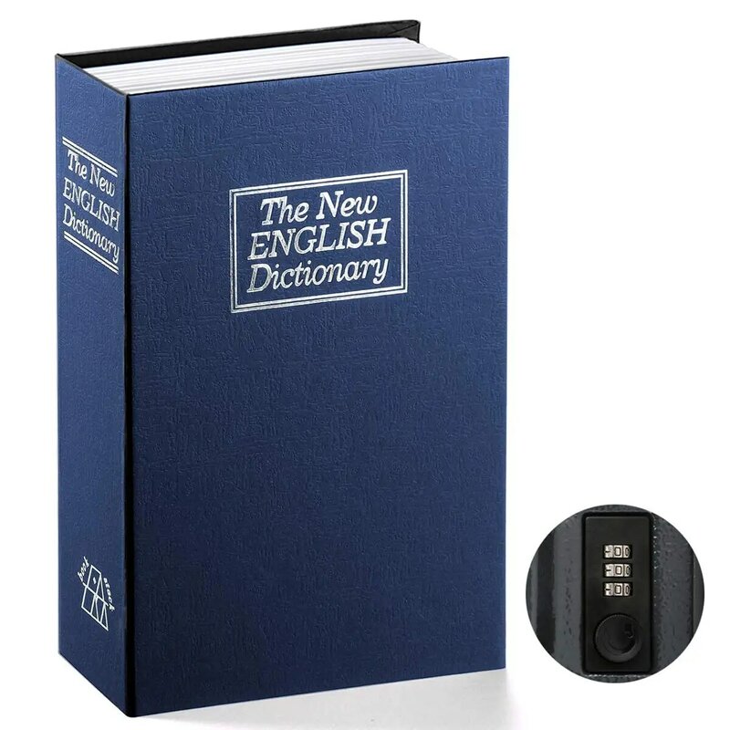كتاب آمن مع قفل الجمع ، رمز القاموس ، صندوق معدني ، للمنزل والمكتب