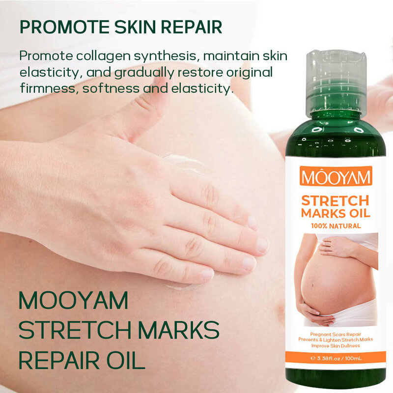 Gravidez Stretch Mark Oil para massagem corporal, Reparação pós-parto, Removendo marcas de gravidez, Óleo reafirmante, Cuidados com a pele