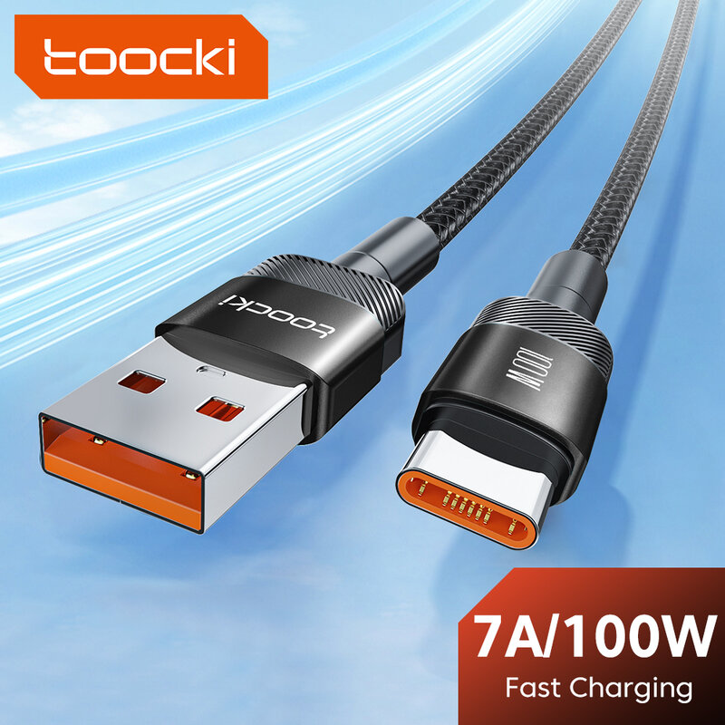Toocki-USB Tipo C Cabo para Huawei Honor, 100W, 66W, carregamento rápido, carregador, cabo de dados USB C, Xiaomi Poco, Oneplus, Samsung
