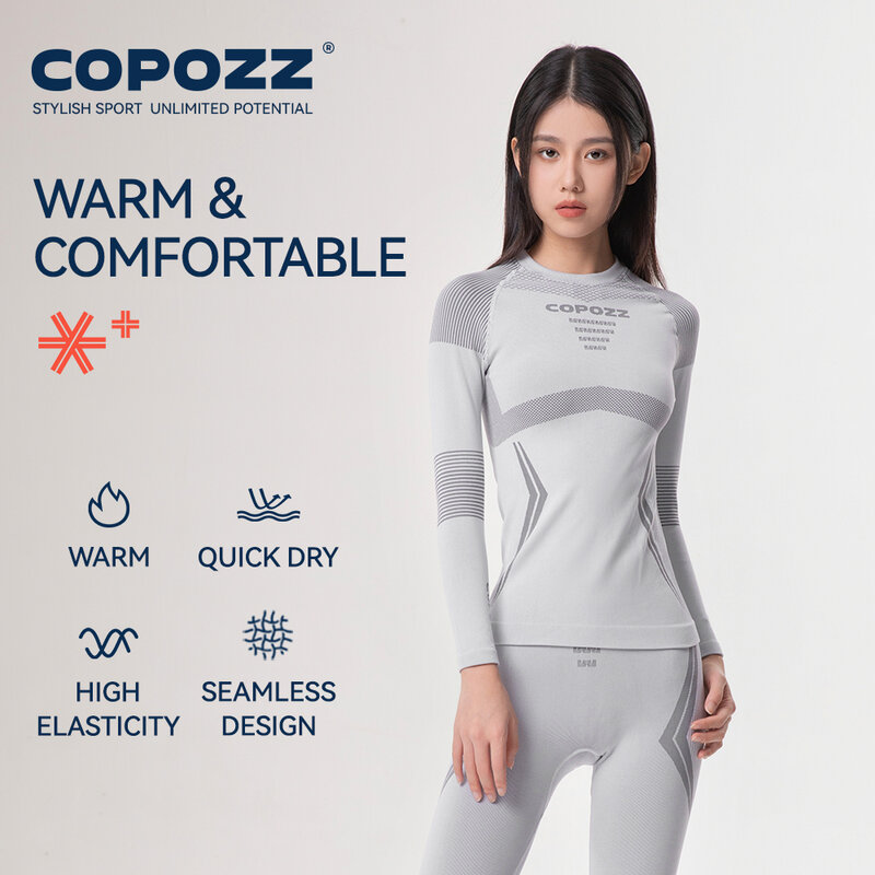 COPOZZ-Conjunto de ropa interior térmica para hombre y mujer, chándal transpirable de secado rápido, ropa interior térmica de esquí, Calzoncillos largos, Invierno