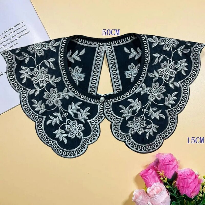 Embroidered Fake Collar Neckwear Ties Classical Blouse Detachable Collar Bowtie Girls