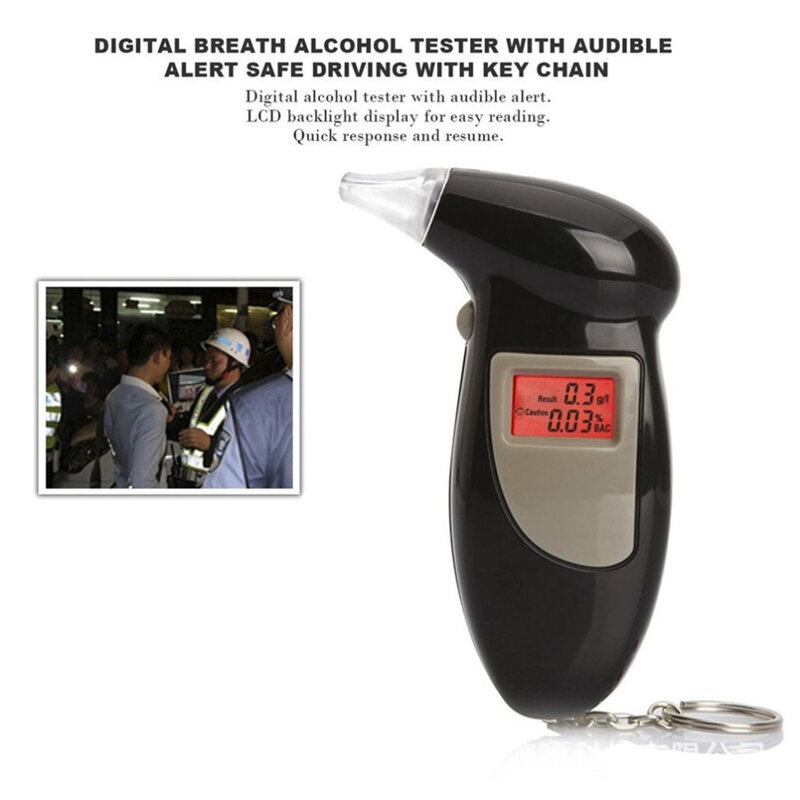 Penguji alkohol Digital lampu belakang genggam, lampu latar detektor LCD, penganalisa bernafas, penguji alkohol Digital, lampu belakang genggam profesional