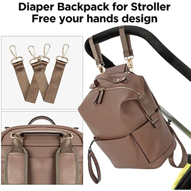 赤ちゃんのための革のバックパック,ママと赤ちゃんのためのバッグ,交換パッド付き,大容量,6種類