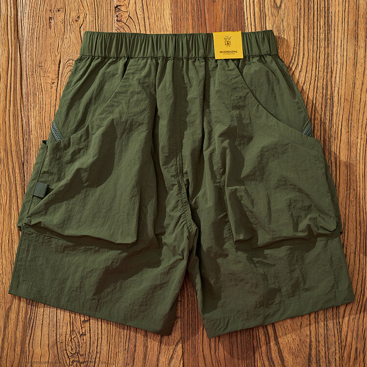 Verão New American Retro Mountain Style Shorts de carga ao ar livre dos homens lavado casual solto secagem rápida multi-bolso 5-ponto calças