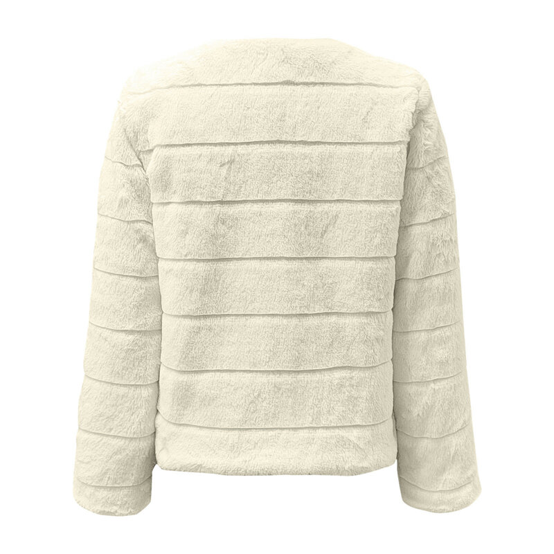 Oversize Fleece Jacket for Women 2023 New Winter Warm Plush Faux Rabbit Crop Tops Loose Lady Outerwear Warm Coat Roupas Feminina