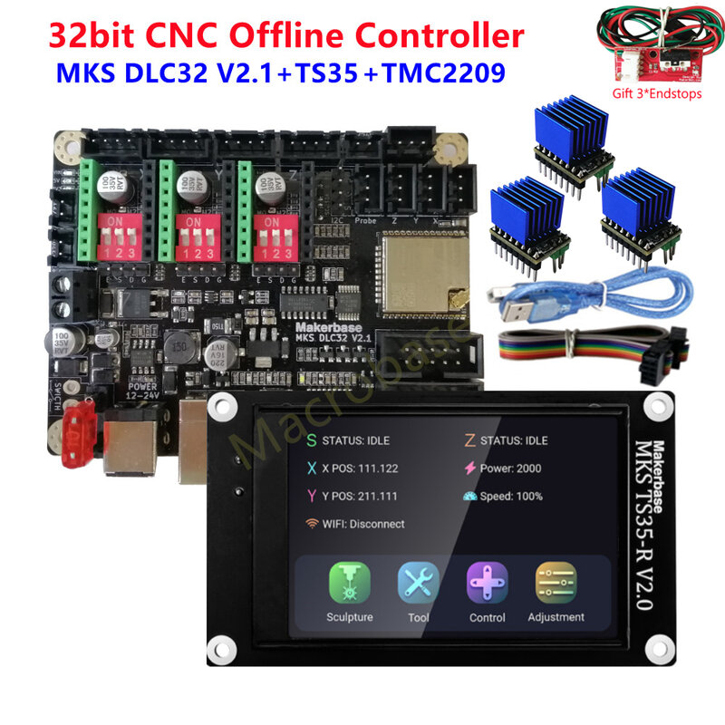 MKS DLC32 ESP32 WIFI لوحة التحكم GRBL غير متصل بالحاسوب الليزر وسم تحكم TS35 شاشة العرض CNC3018 PRO ترقية أجزاء