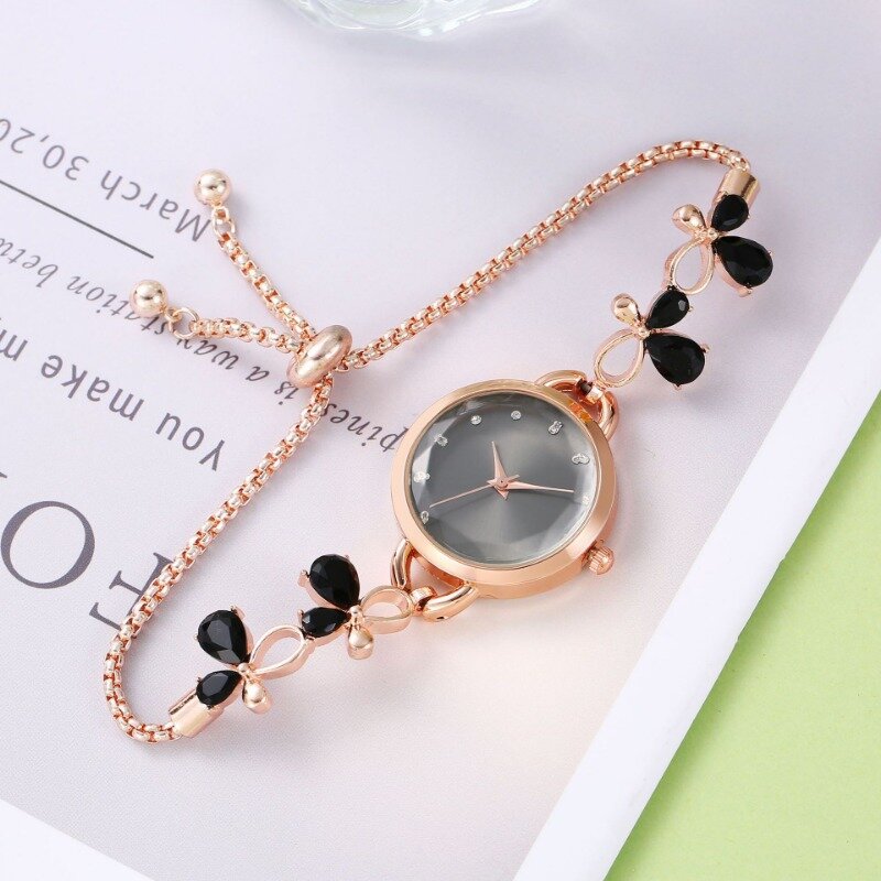 Jam tangan wanita merek jam tangan paduan berlian imitasi mewah cantik merah jam tangan Quartz modis untuk wanita hadiah jam Reloj Mujer