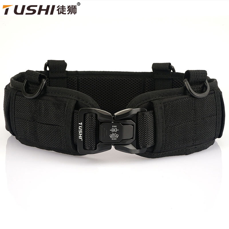 TUSHI-cinturón táctico Molle de estilo Bison para exteriores, cinturón interior y exterior, hebilla de Metal de separación rápida, cinturón militar ligero MC