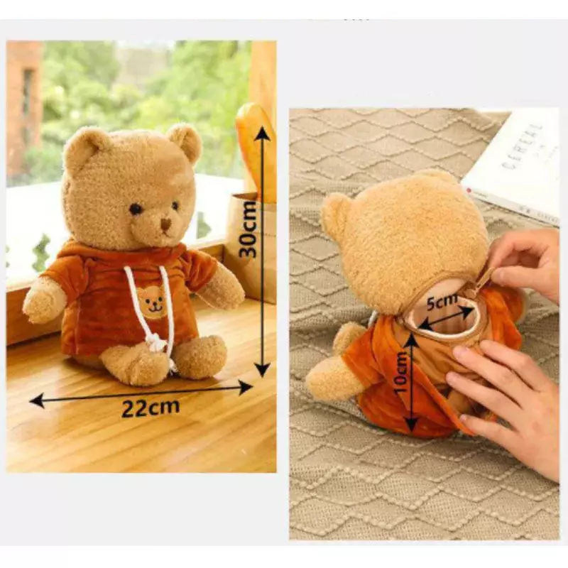 Nuovo 30cm peluche orso casseforti nascoste sacchetto di immagazzinaggio per soldi portagioie per bambini giocattoli per bambini regali creativi scatola segreta bambola orso