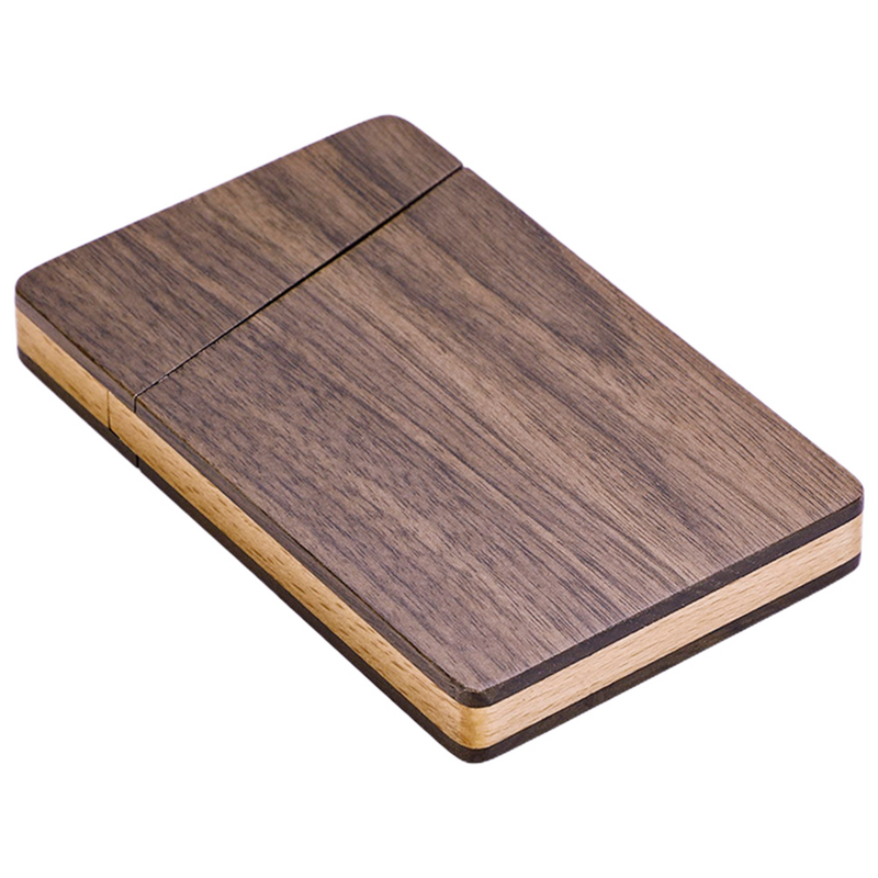 Wooden Business Card Case Portable Credit Card Holder Walnut Wood ID Name Card Pocket Box Storage Container Men Gift