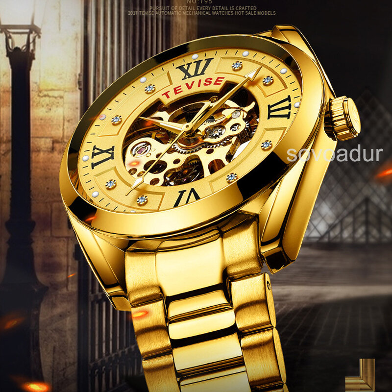 Moda quente 3d esqueleto tourbillon relógios mecânicos dos homens com pedra cz relógio automático de luxo para homem ouro relogio masculino novo