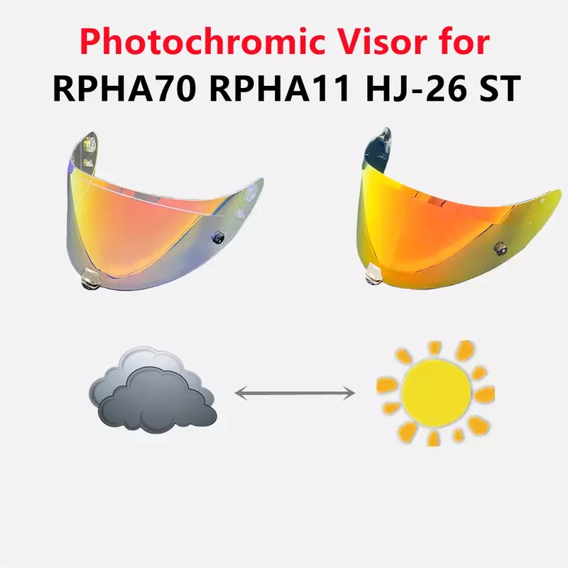 Helm Visor Photochromic untuk HJC RPHA70 RPHA11 HJ-26 ST Shield ukuran Universal Aksesori Moto Casco tabir surya