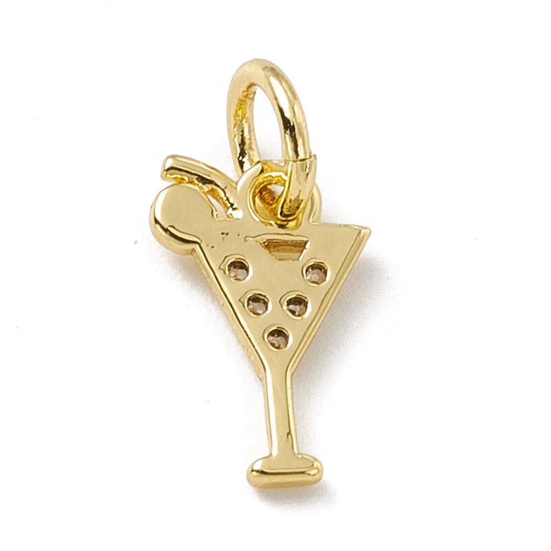 10 buah hiasan gantung cangkir koktail kecil liontin zirkonia kubik kuningan dengan cincin lompat untuk wanita DIY kalung gelang Temuan 10.5x7x1mm