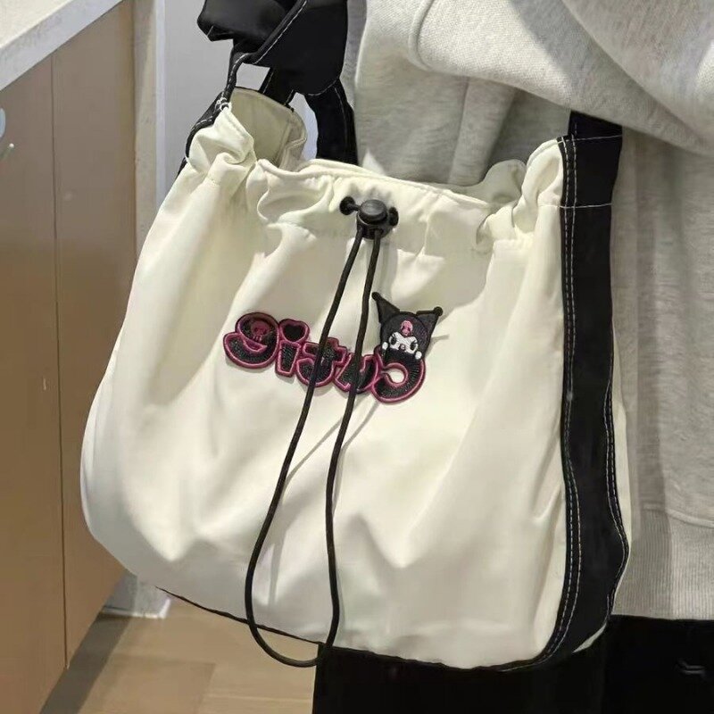 MBTI Nylon Kuromi Womens Shoulder Bag College Style Original Fashion Casual Messenger Bag Large Capacity Youth Female Handbag