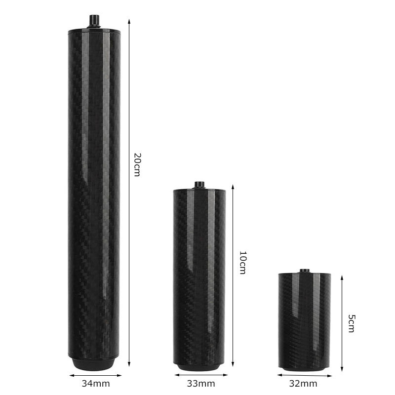 2"/4"/8" Pool Cue Extension With Storage Bag, Professional Carbon Fiber Pool Cue Extension with Bumper for Billiards