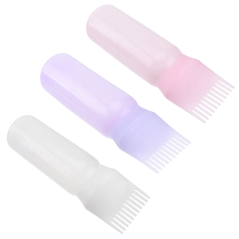 3 Pcs Squeeze Bottles Style Applicator Hair Coloring Dye With Comb Hairdressing
