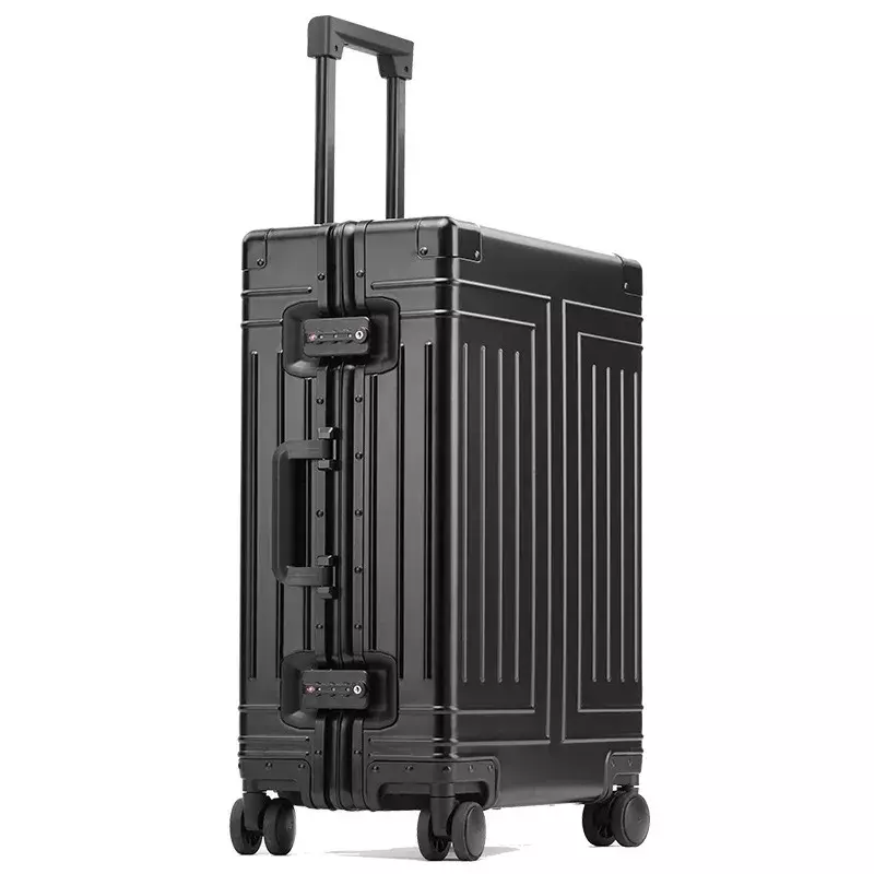 top quality aluminum travel luggage business trolley suitcase bag spinner boarding carry on rolling luggage 20/24/26/29 inch