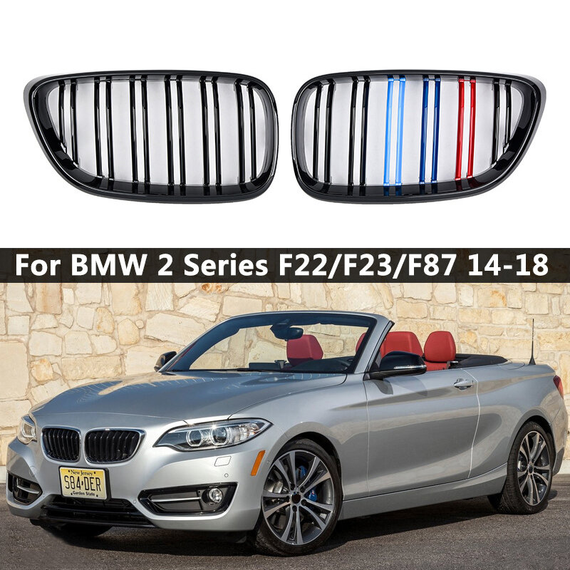 Coppia M colore/nero lucido/nero opaco paraurti anteriore per auto griglie per rene per BMW serie 2 F22 F23 F87 M2 accessorio per lo Styling dell'auto