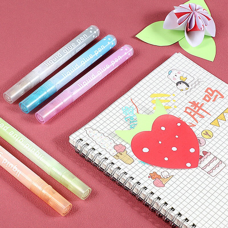 1pcs Creative Cute Glue Stick liquid Glue Stick Pen Shape Candy Color Quick-drying High Viscosity Students Stationery Supplies