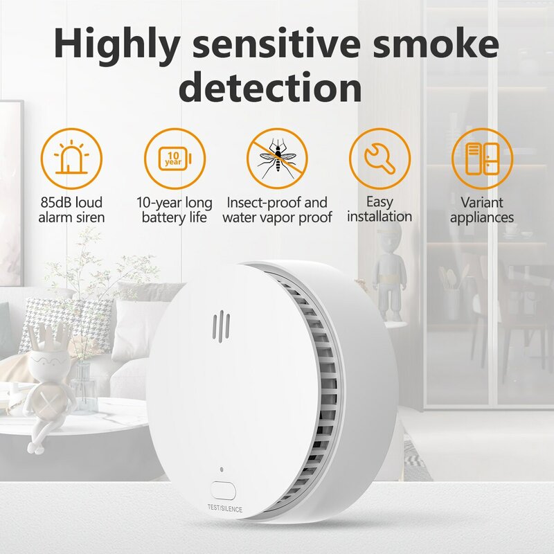 IMOU Standalone Smoke Alarm with 10 Year Lithium Battery Operated 85DB Buzzer Insect Water Wapor Proof