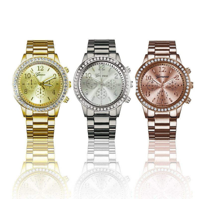 Модные золотые, серебряные кварцевые наручные часы, женские часы из нержавеющей стали, повседневные Высококачественные Женские Аналоговые кварцевые наручные часы