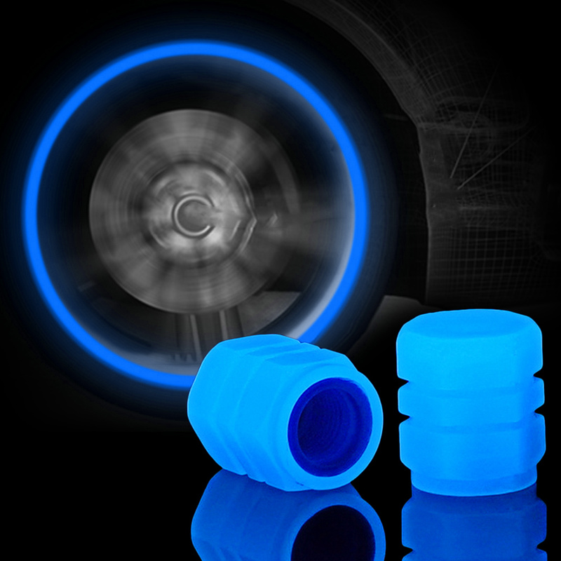 Atualização azul luminosa pneu válvula Cap, moto moto pneu Hub, bocal fuorescente, incandescentes tampas, capa de proteção contra poeira