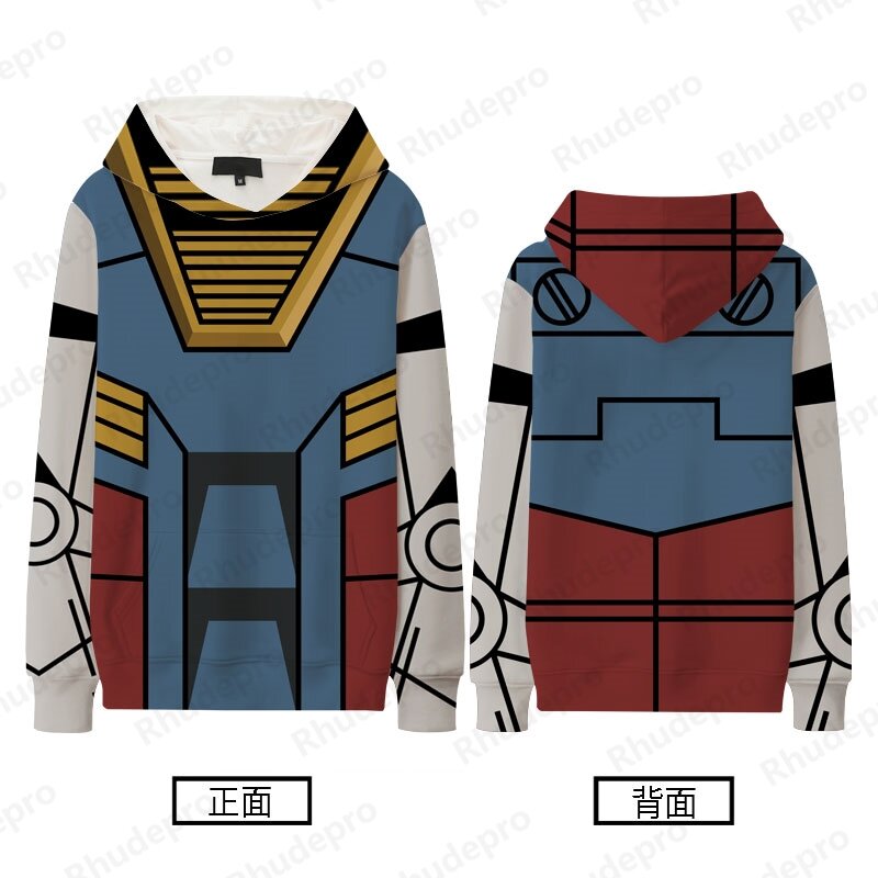 2024 Gundam Gundam Around Hooded Hoodie For Men Casual Kids Mobile Fighter Gundam 2 Yuan Clothes For Boys Fall