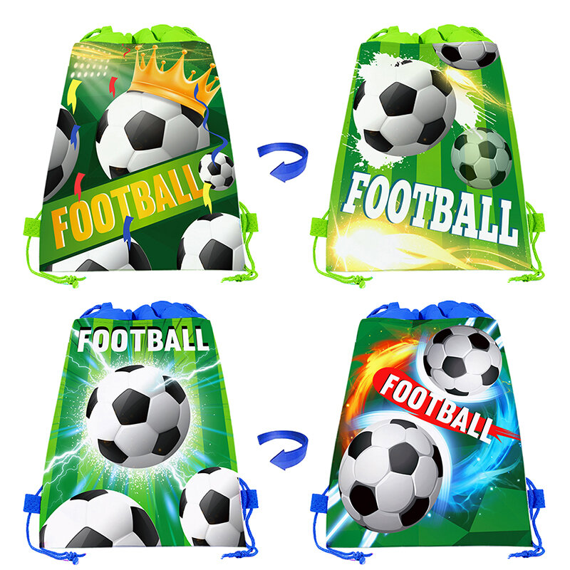 Voetbal thema rugzak happy birthday party non-woven stoffen voetbal trekkoord geschenken tas