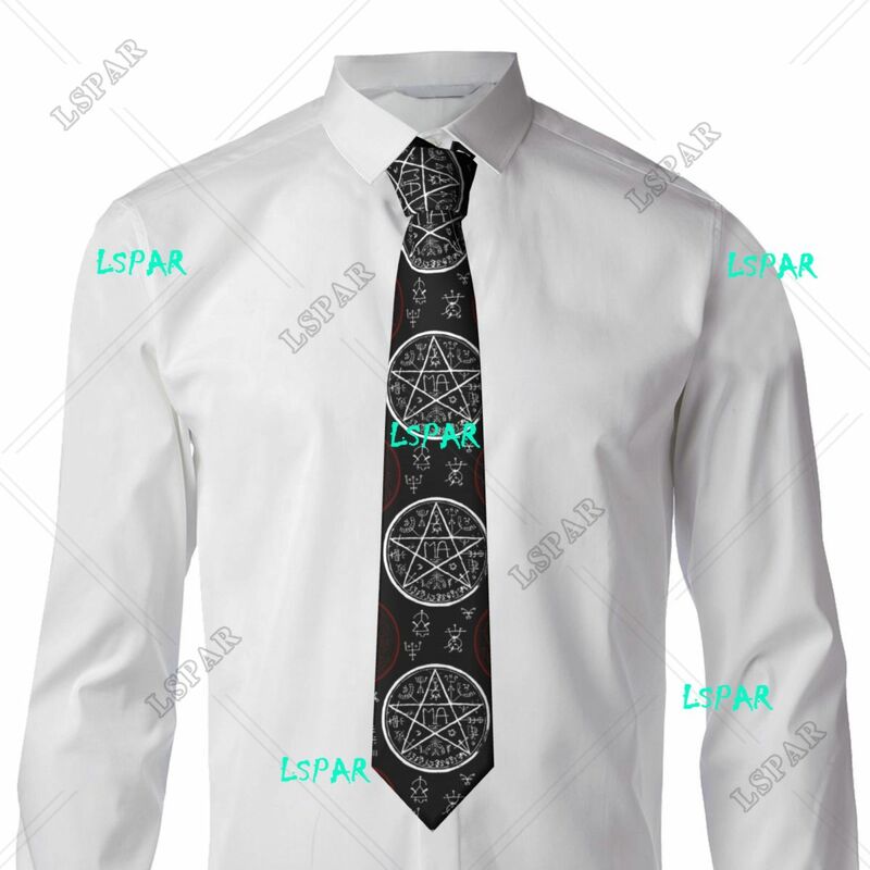 Corbata de pentagrama y símbolos místicos para hombres y mujeres, corbata, accesorios de ropa