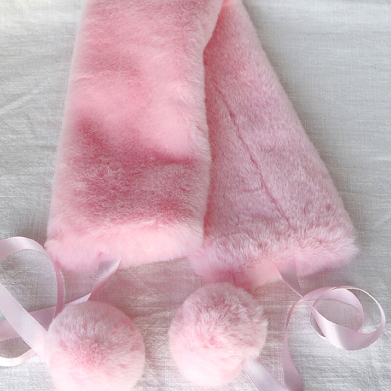 Пушистый искусственный меховой воротник, японские однотонные плюшевые шарфы-Снуды с шариком, зимние плотные теплые шарфы, мягкие и удобные шарфы