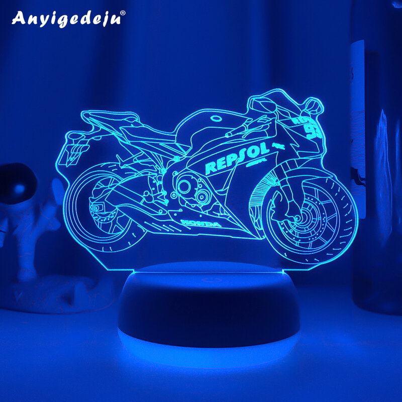 Новый крутой мотоцикл светодиодный ночсветильник для детской спальни Декор уникальный подарок на день рождения для детей учебная Комната Настольные 3d лампы мотоцикл