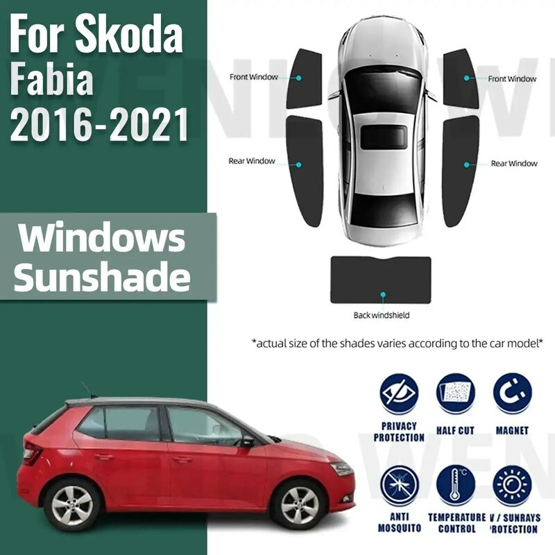 Parasol magnético para ventana lateral de coche, Parasol de protección Solar, cortinas para niños, para Skoda Fabia NJ 2016-2021