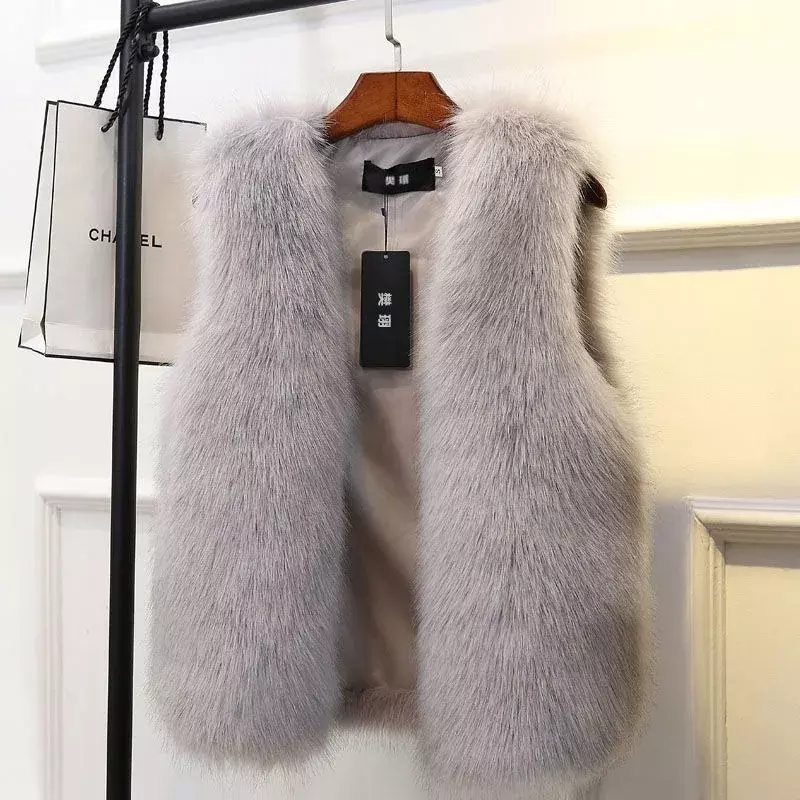 Winter Coat for Women with Cotton Warm Fur Vest for Slimming for Women with Imitating Fox Fur
