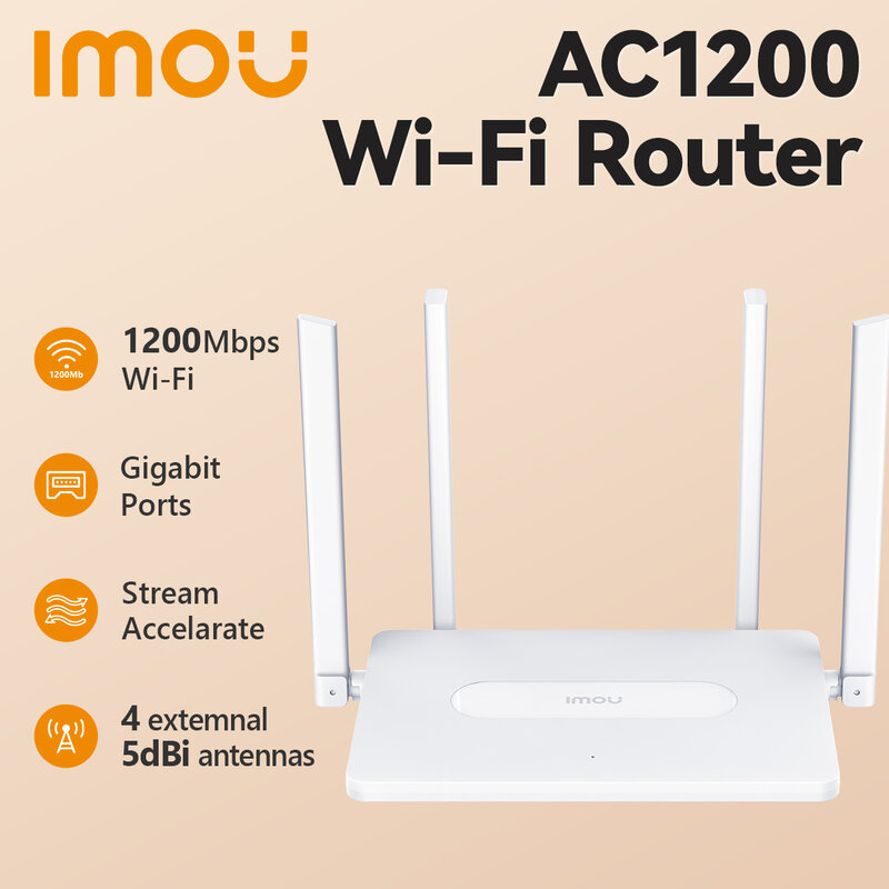 IMOU-Routeur Wi-Fi à bande pour touristes, AC1200 Gigabit, stérilisation HR12G, technologie 11ac, 4 divulguer externes 5dBi, 3x LAN Gigabit