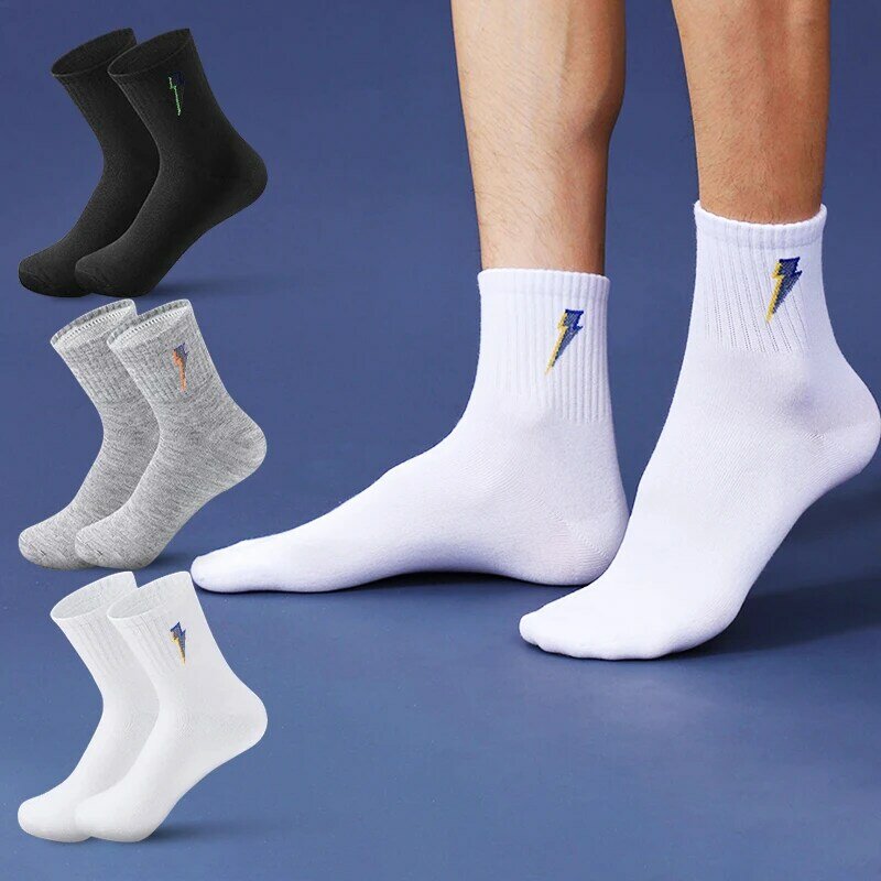 ถุงเท้าข้อสั้นสำหรับผู้ชาย3คู่ทำจากผ้าฝ้ายเนื้อนุ่มระบายอากาศได้ดี, ถุงเท้ากีฬาออกกำลังกาย