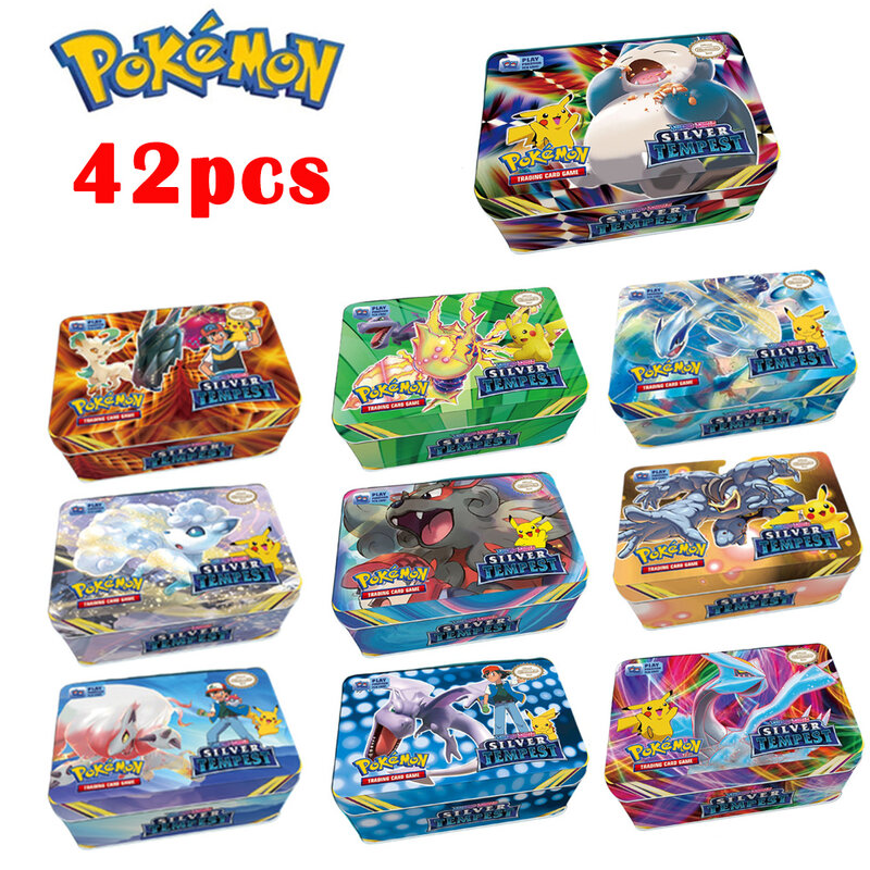 New SCARLET & VIOLET Pokemon cards Iron Box 42 Card Battle Game Hobby collecties Game Collection Anime children's Cards