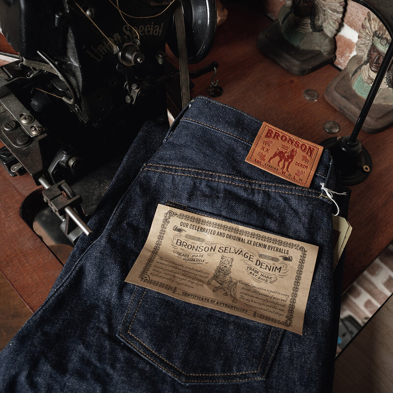 Bronson 1947 Model męskie jeansy sztywne 14.5oz surowe Selvedge spodnie dżinsowe 47801XX