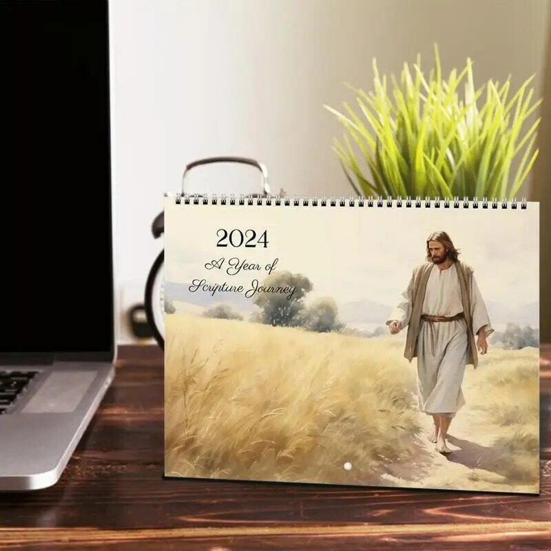 Kalendarz chrześcijański 2024 chrześcijański jez miesięczny terminarz ścienny 2024 papier chrześcijański prezent kalendarz dekoracyjny planer ścienny dla