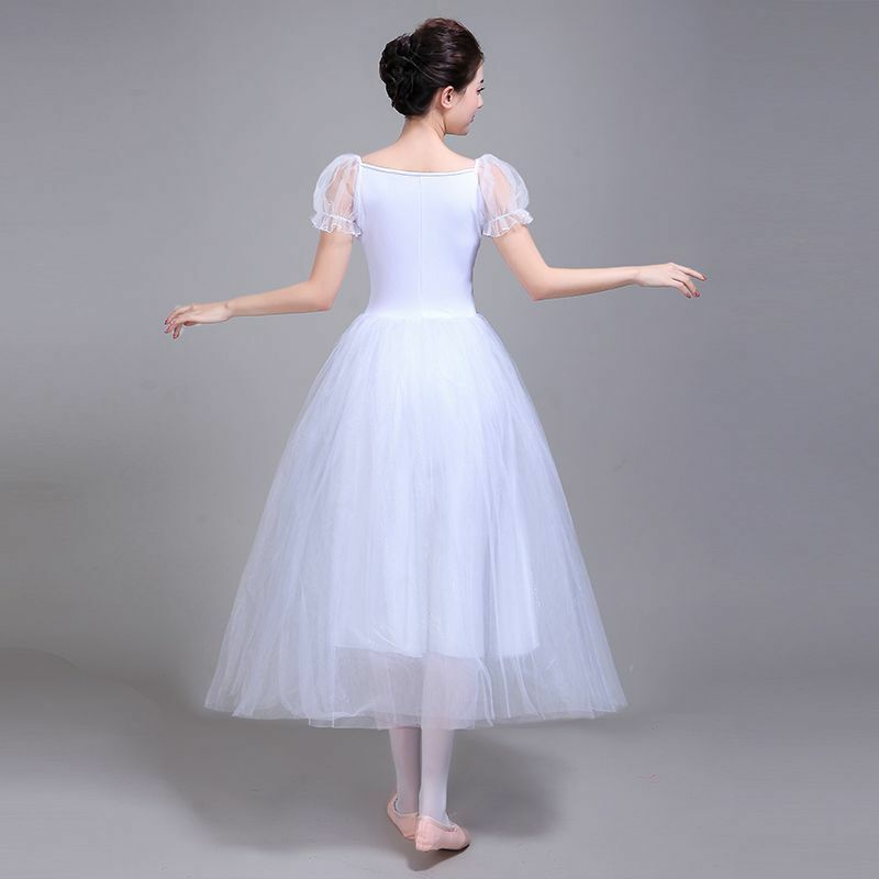 Falda de tutú de Ballet de manga abullonada para mujer, disfraz de Ballet de Lago de cisne blanco, vestido de baile de bailarina para fiesta de Halloween para niños