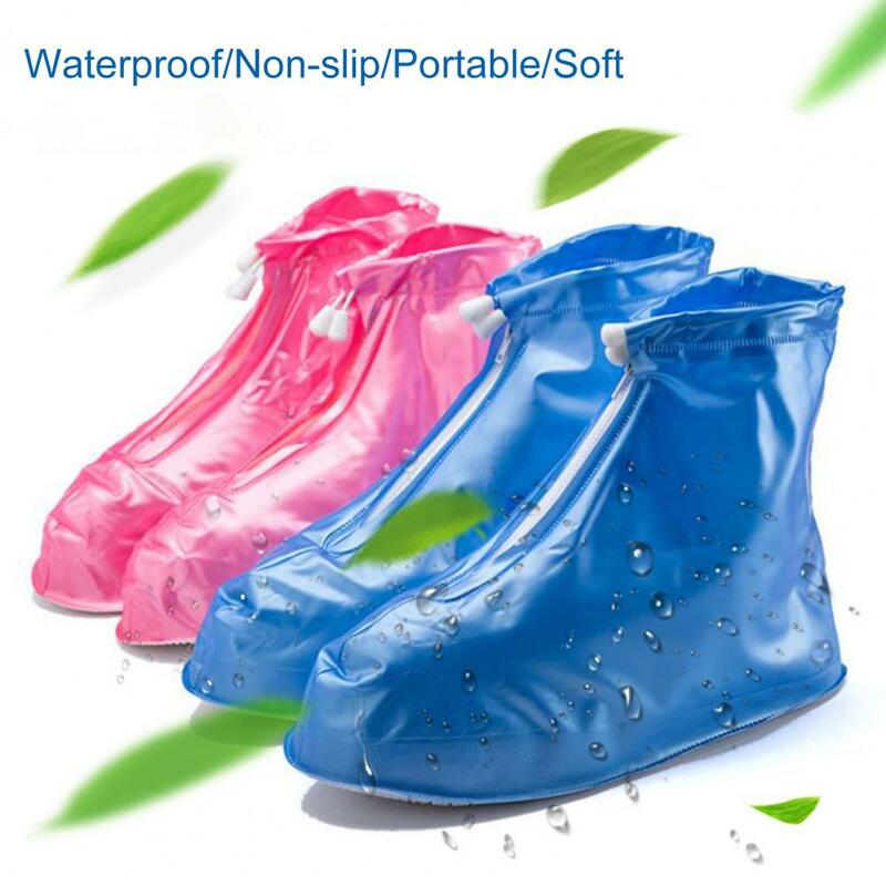 1 Pair Useful Women Shoe Covers  Zipper Closure PVC Rain Boot Covers  Overshoes Rain Shoe Protectors Boot Covers