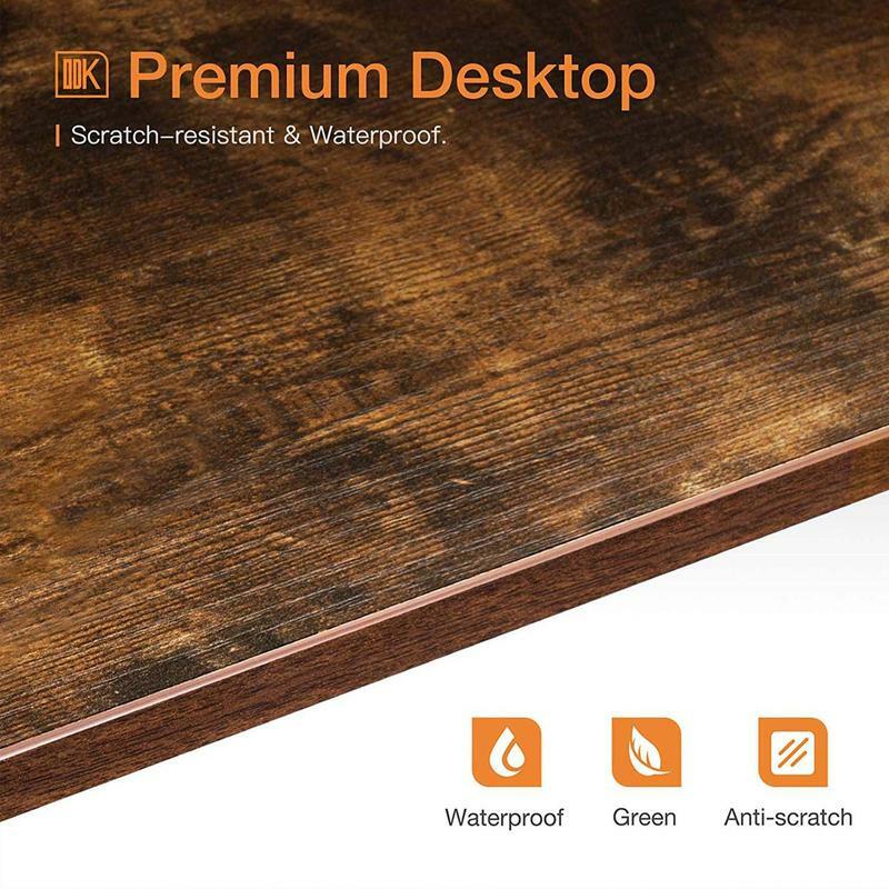 Biurko komputerowe z przestrzeń magazynowa i z podstawką na klawiaturę, rustykalne brązowe